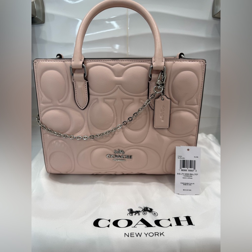 Coach Light Pink Embossed Satchel